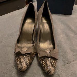 Alligator Print Suede Kitten Heel